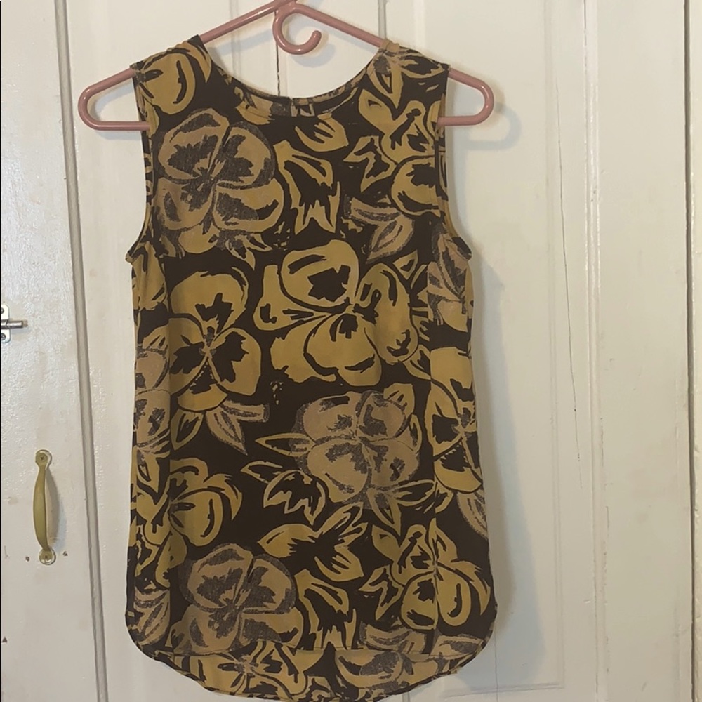 Floral black and mustard blouse